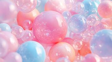 Dreamy spheres of light and color, captured in a soft, ethereal style. Pink and blue gradients evoke a sense of serenity and gentle wonder. photo