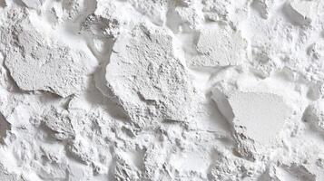A close-up showcases a textured white wall, its rugged surface catching the light, creating a pattern of shadows and highlights. photo
