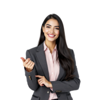 A woman in a business suit is pointing at something png