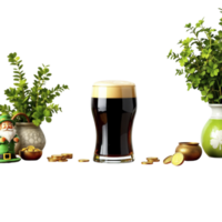A glass of beer, a pot of gold, and a pot of shamrock png