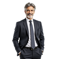 A man in a suit and tie standing with his hands on his hips png