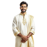 A man in a cream colored kurta png