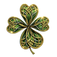 A celtic four leaf clover with gold leaves png