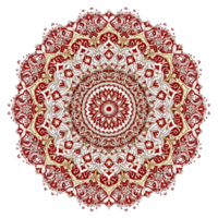 A red and gold circular pattern on a black background png