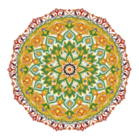 A circular pattern with a colorful design on a black background png
