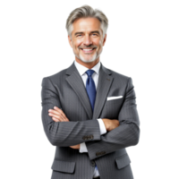 A man in a suit and tie standing with his arms crossed png