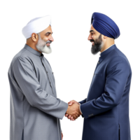 Two men in turbans shaking hands png