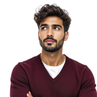 A man with a beard and a maroon sweater png