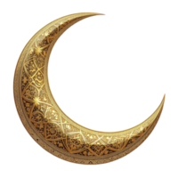 A golden crescent with intricate patterns on it png