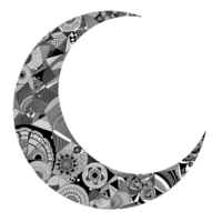 A black and white crescent with a pattern on it png