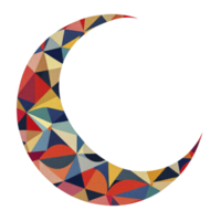 A colorful crescent with triangles on it png