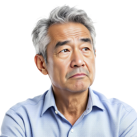 An older man with gray hair and a blue shirt png