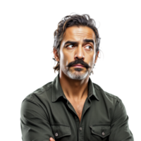A man with a mustache and beard is looking at the camera png