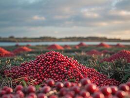 cranberry bog on Cape Cod showcases distinct charm of changing seasons its historical significance to region and tranquil appeal of cranberry harvest photo