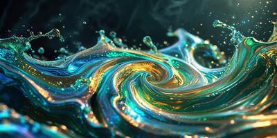 A colorful swirl of liquid is being sprayed photo