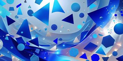 Blue abstract background with many shapes and colors photo