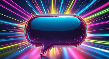 A speech bubble with colorful light rays photo