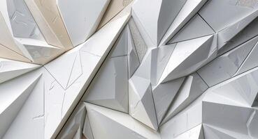 Abstract white geometric background with sharp angular shapes and textures photo