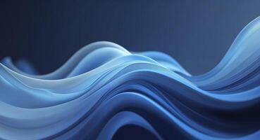 Abstract Blue Flowing Curves Background Illuminated Tranquil Digital Art. photo