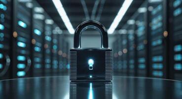 A padlock in a data center photo