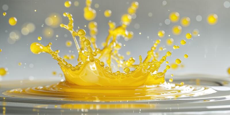 A splash of yellow liquid is falling into the water