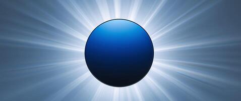 A blue oval with rays coming out of it photo