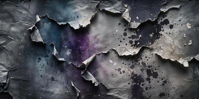 Abstract monochromatic grunge texture with tattered paper overlay photo