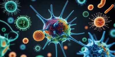 The bacteria and viruses are shown in this image photo
