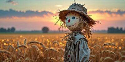 A scare in a field with wheat photo