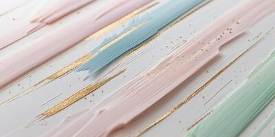 Abstract pencil strokes in pastel tones create a soothing blend of colors with golden accents photo