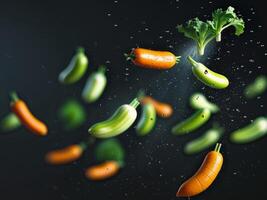 Carrots and carrots are flying in the air photo