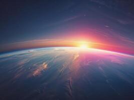 Stunning View of Earth from Space at Sunrise. photo