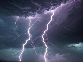 A tempestuous tempest with fierce bolts of lightning piercing through tumultuous sky evoking a sense of perilous allure and captivating splendor photo