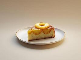 Delicious Pineapple Upside Down Cake Slice on White Plate photo