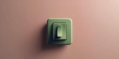 Green Toggle Switch on Soft Pink Taupe Background with Blank Space for Custom Text or Branding. photo