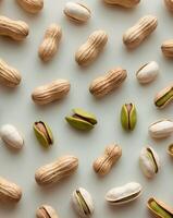Peanuts and pistachios both in shell and shelled offer a healthy and satisfying snack. photo