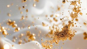 Abstract Gold Particles on Blurred Background photo