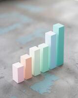 Pastel colored bar graph showcasing progress and growth on a concrete surface. photo