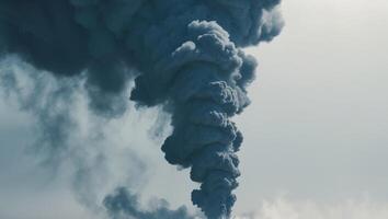 Smoke billowing upwards in a massive dark plume. photo
