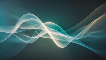 Abstract light streaks flow dynamically with blue and green hues over a dark background photo