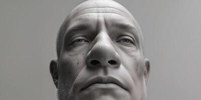 Man with a very large nose and a very large forehead photo