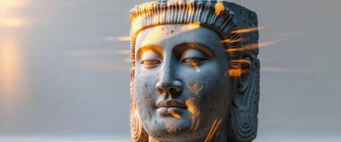 A statue of a buddha is shown with fire coming out of it photo