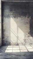 An empty room with a window and concrete walls photo