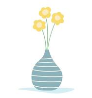 Abstract vase with flowers. flat graphics. vector
