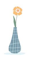 Abstract silhouette of a vase with a flower. flat graphics. vector