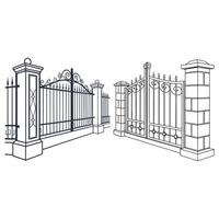 two different types of wrought iron gates vector