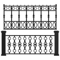 A set of iron fence and railings design on a white background vector