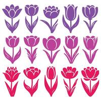 Lily Flower outline Set Design on a white background vector