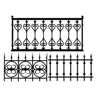 Creative set of iron fence and railings design on a white background vector