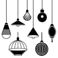 set of hanging lamps set design on a white background vector